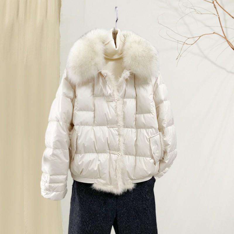 Womens Short Puffer Coat With Faux Fur Collar Stand Zip Front Loose Fit Winter Warm Outerwear