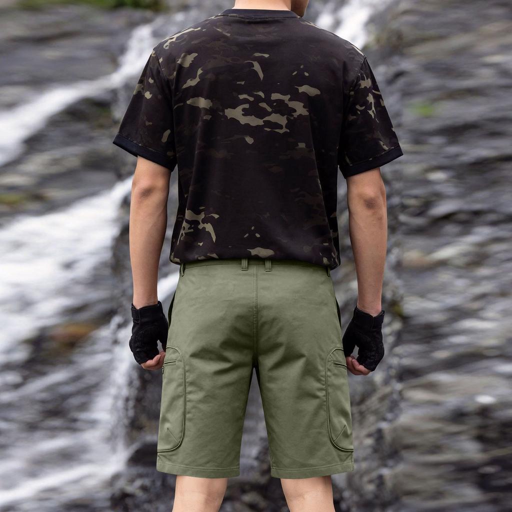 Mens Utility Cargo Shorts Multi Pocket Outdoor Workwear Five Pocket Design Relaxed Fit Functional Shorts