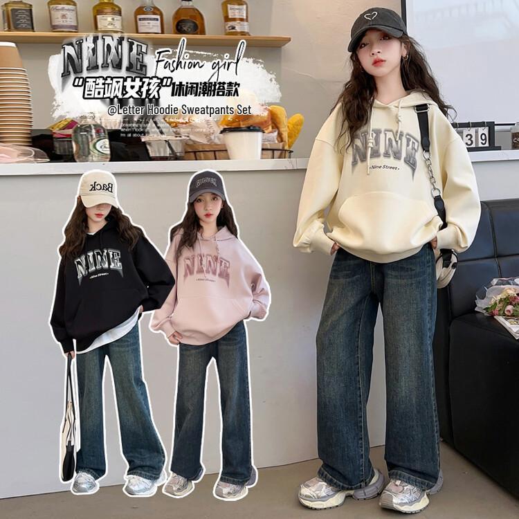 Dívčí jarní/podzimní mikina s kapucí - 2025 Korejský styl fleece pro dívky
