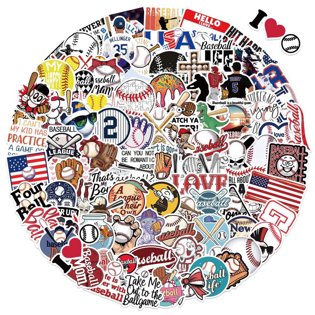 100 Cartoon Baseball Graffiti Stickers DIY Decorative Guitar Notebook Suitcase DIY Waterproof