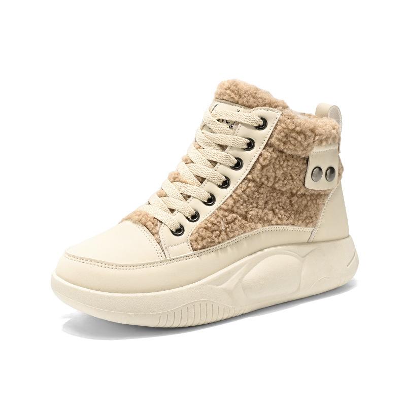 Winter velvet high-top snow boots thick-soled heightening thickened warm cotton shoes sports casual short boots