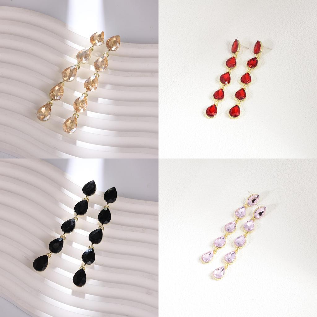 Water Drop Earrings Silver Long Dangle Jewelry For Women Gift