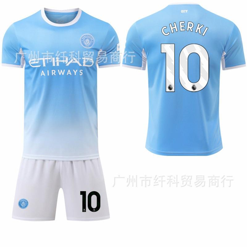 

2026-27 No. 9 Harland 10 Sherki New Jersey Manchester City Home Football Uniform Set #S