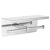 Double Toilet Paper Holder Stainless Steel Paper Rack Phone Storage Shelf Bathroom Use