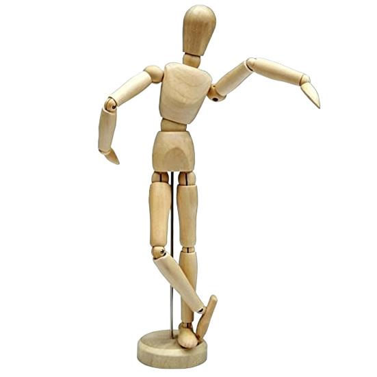 Wooden Manikin, Flexible Body Joints Human Figure Puppet Ornament, Poseable Articulated Hand Model for Sketching Drawing Painting Supplies