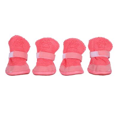 Outdoor Pet Shoes Winter Warm Dog Paw Protector AntiSlip Dog Boots with Hook Loop Closure(Pink NO.