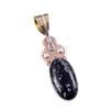 Natural Snowflake Obsidian Gemstone 925 Solid Silver Two Tone Pendant 1.75" v3o46