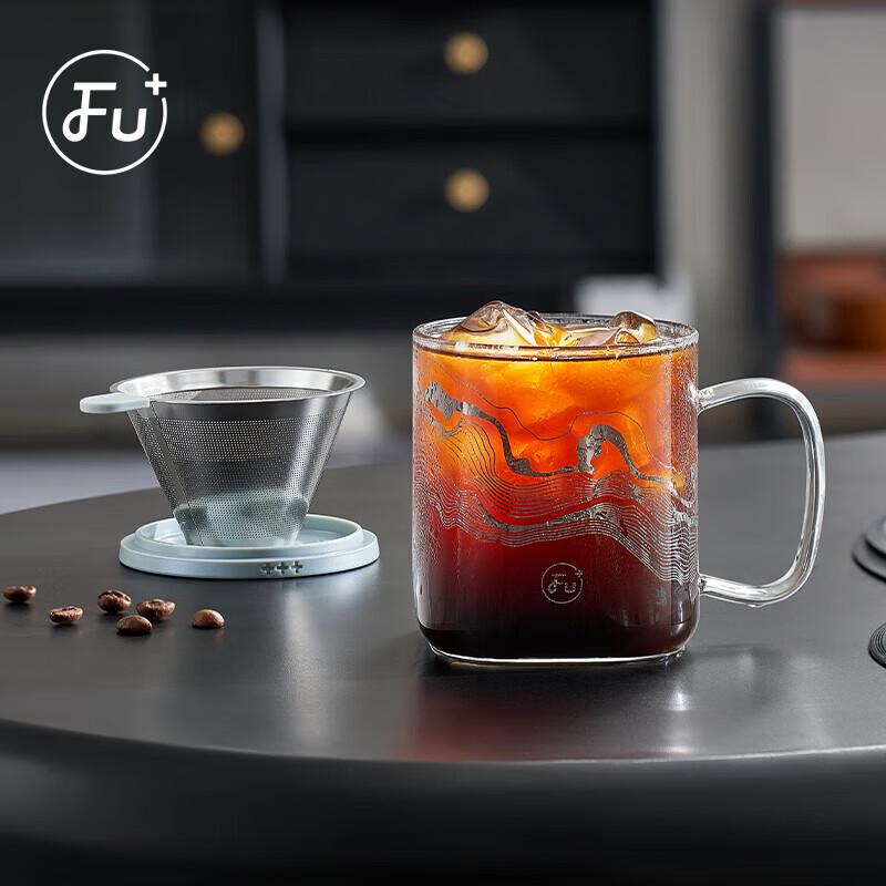 Высокоборосиликатная стеклянная кружка для чая и кофе Fuguan FU+ с крышкой