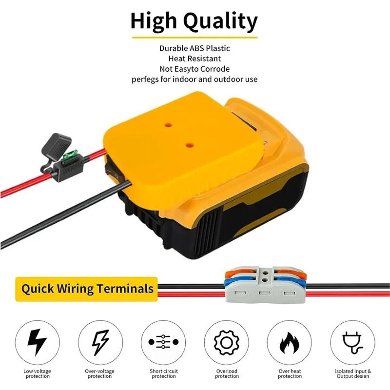 Power Wheels Adapter Battery Adapter For Dewalt/Milwaukee 18V 20V Battery 12AWG Wire Power Connector With Fuse DIY Tool