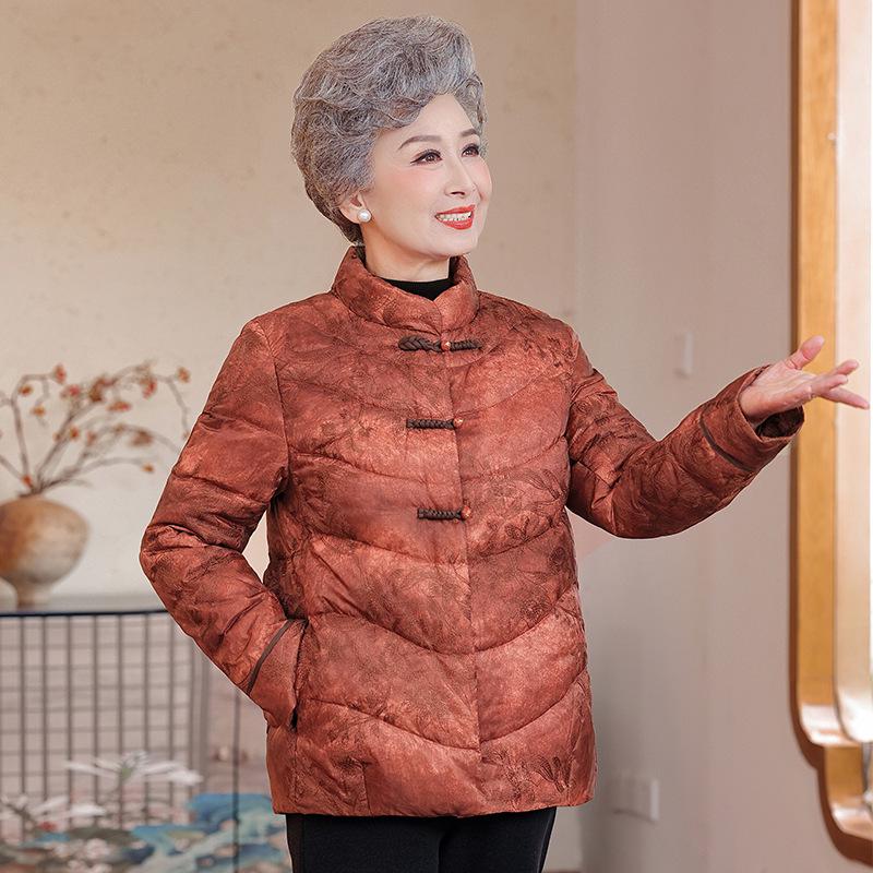 

Grandma s Women s Winter Down Jacket 2025 - Classic Style for Middle-Aged & Elderly, 90% White Duck Down XXL помаранчевий