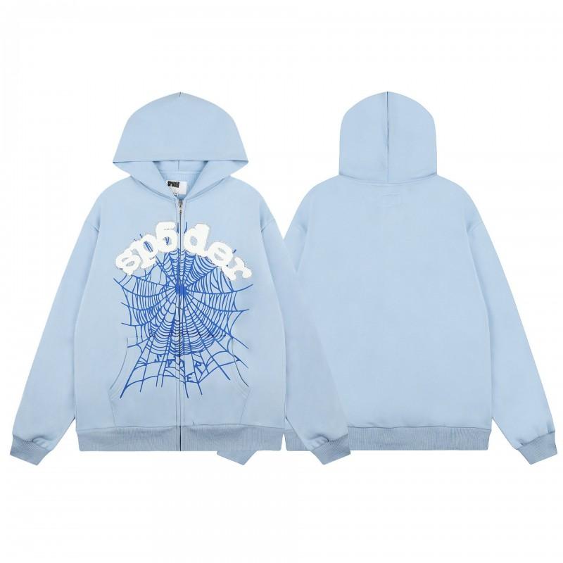 Felpa Sp5der FW23 Unisex Streetwear Pullover Felpa Con Stampa Ragnatela Vestibilità Larga Misto Cotone