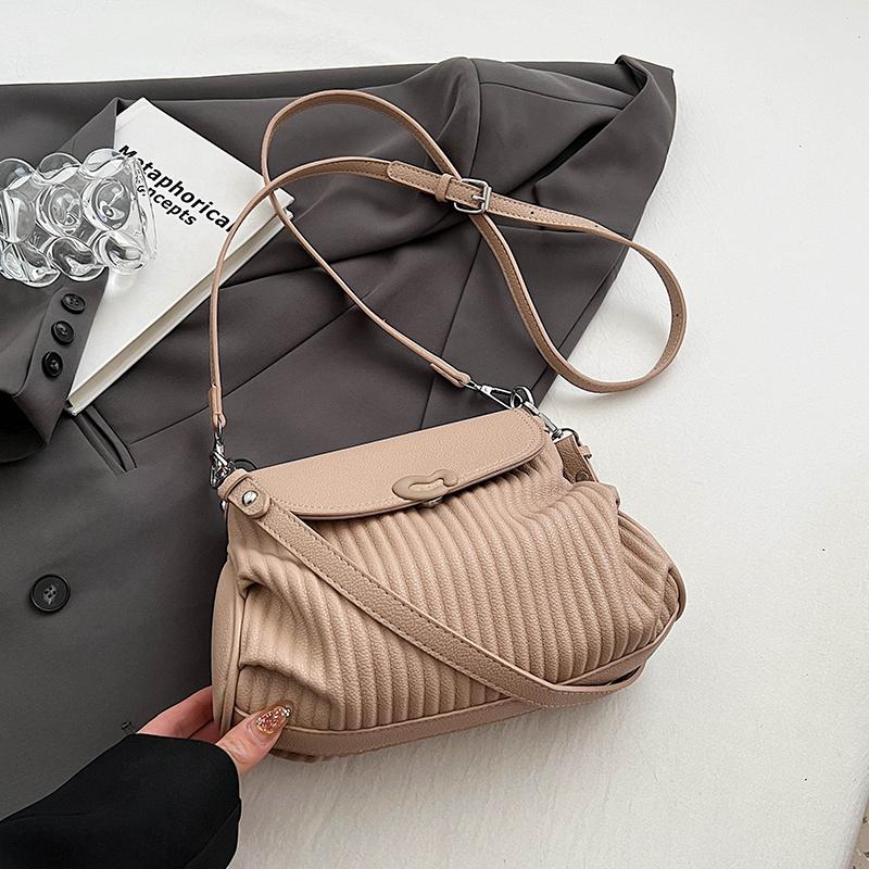 Underarm Pleated Bag for Women High-Grade Sense Textured Small Crossbody Bag Lady Casual Soft Leather Pouch