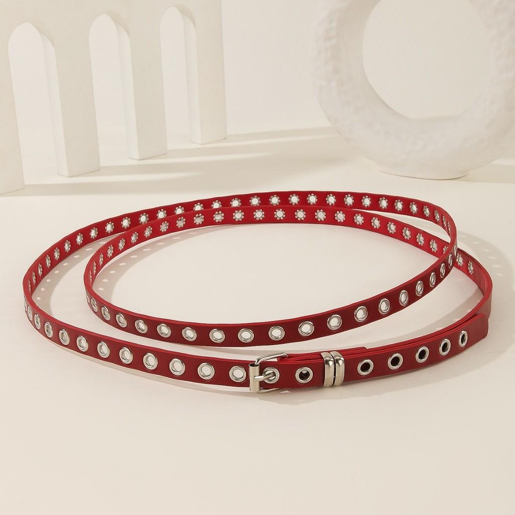 Solid Fashionable Color Porous Design Women Slim Waist Belt For Daily Wear