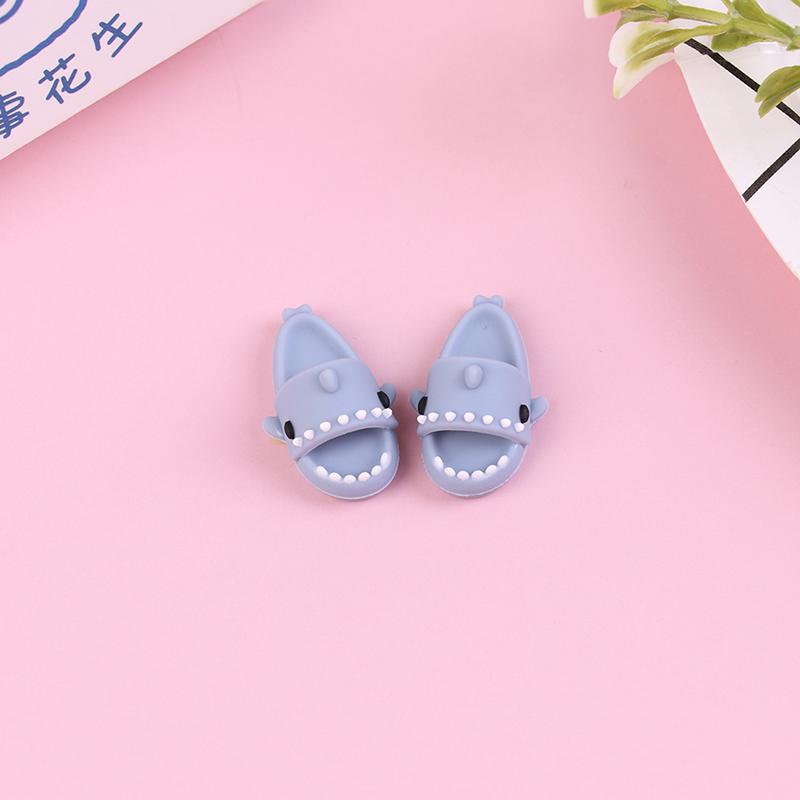 1 Pair 1:12 Dollhouse Miniature Cute Shark Slippers Doll Shoes Suit For Ob11 1/12 Bjd Doll Gsc Dod, Ymy Doll