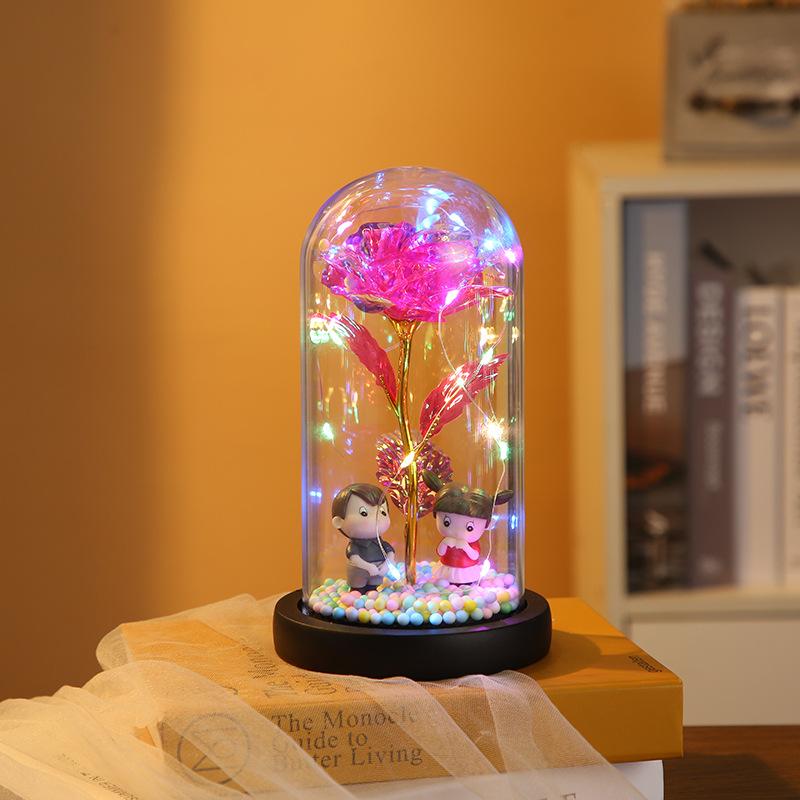Creative and romantic Qixi Festival gifts, eternal flower luminous ornament lighting, student desktop led light ornament