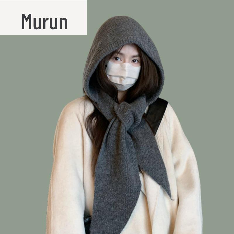 Strick-Schal-Mützen-Kombination in Übergröße: Warme, winddichte Winter-Woll- Sturmhaube für das Radfahren