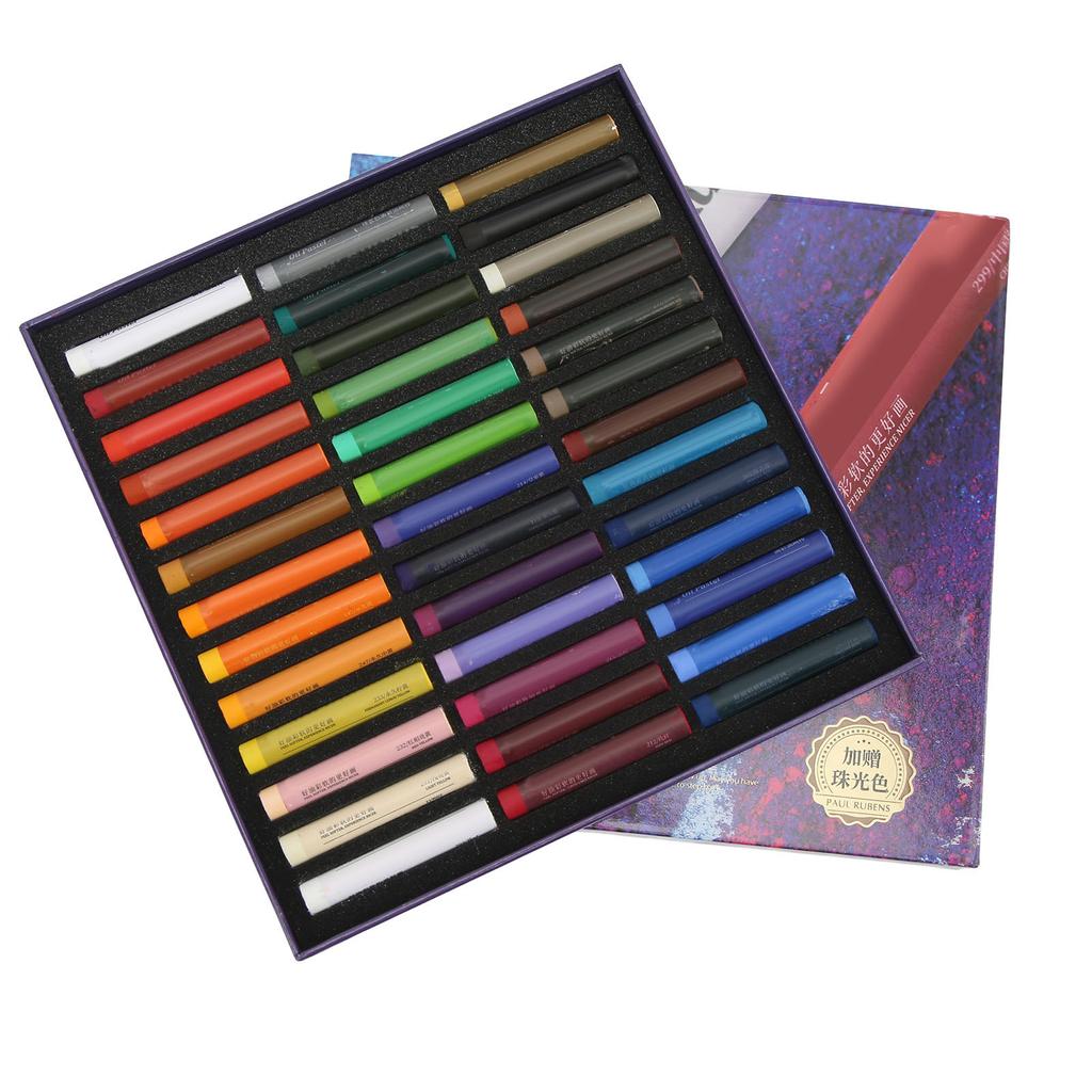 39-delars oljepastellset Färgbeständig Låg Mättnad Pärlemorskimrande Mjuk Textur Färgade Oljepasteller för Hem Skola Konststudio