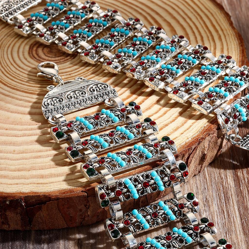 Brățară retro cu diamante în stil etnic boem, bijuterii exagerate versatile pentru femei