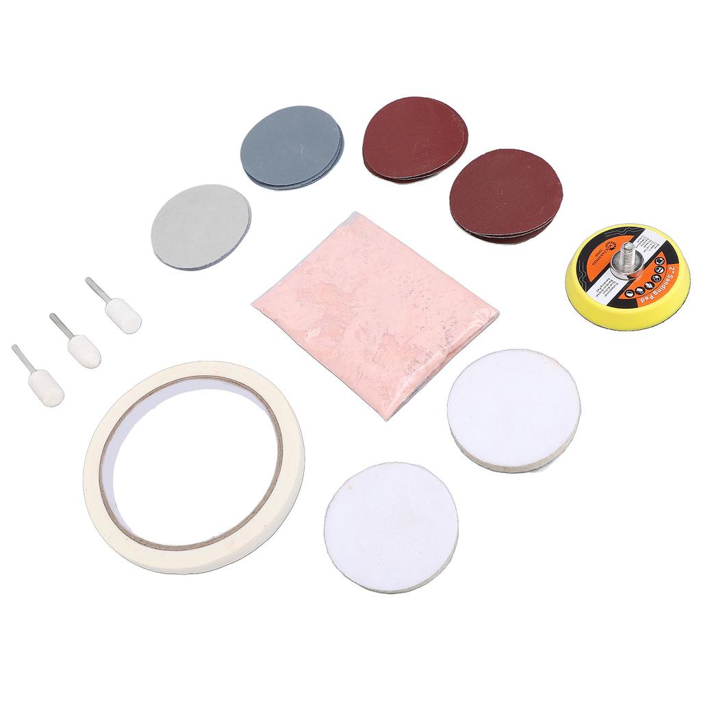20 Pieces Watch Glass Polishing Kit Buffing Powder Felt Pad Wheel and Sandpaper Set Scratch Remover Repair Tools