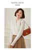 Elegant Slim-Fit Cross V-Neck Cashmere Knit Sweater - Women's Autumn Solid Color Pullover