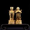 Golden Boy and Jade Girl Wooden Ornament Chinese Style Solid Wood Carved Ornaments Wooden Carving Crafts Home Decorations