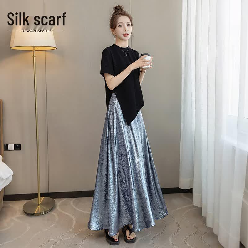 Sibaishe Women s Casual Irregular Top & Skirt Set M