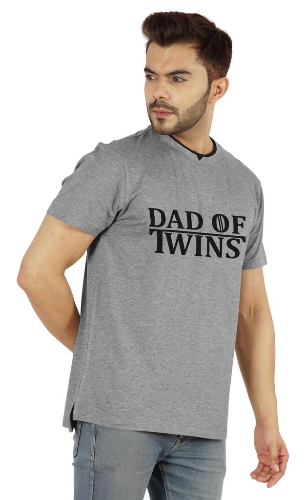 Inkmeso "Dad of Twins" Graphic Tshirt Cotton Jersey Half Sleeve Shirt for
