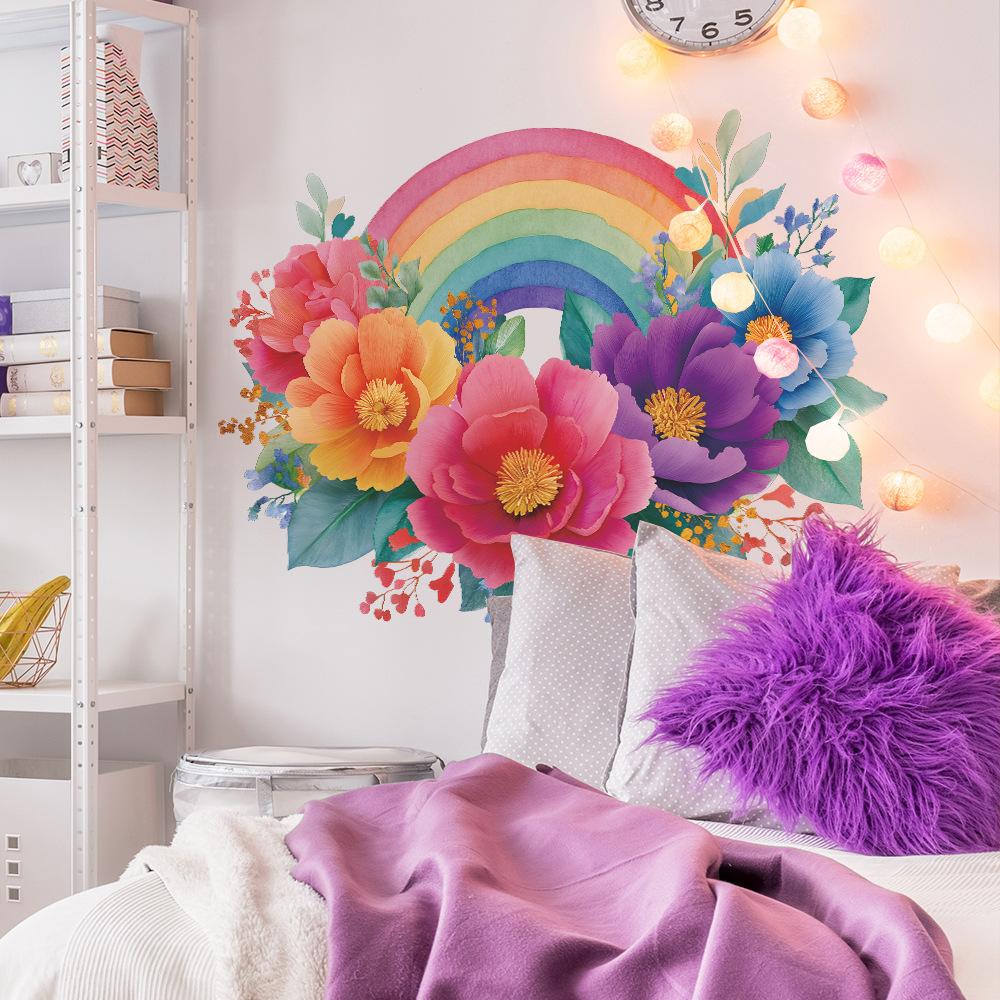 Rainbow and Blooming Flower Living Room, Bedroom Home Decoration and Beautification Wall Stickers