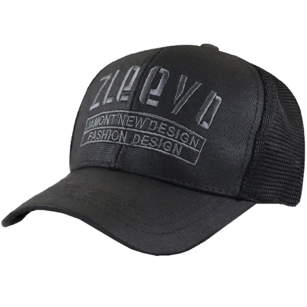 Mesh Cap with English CA726 [White Fang] Letters, Hat, Running, Outdoor, Women, Men, (Black)