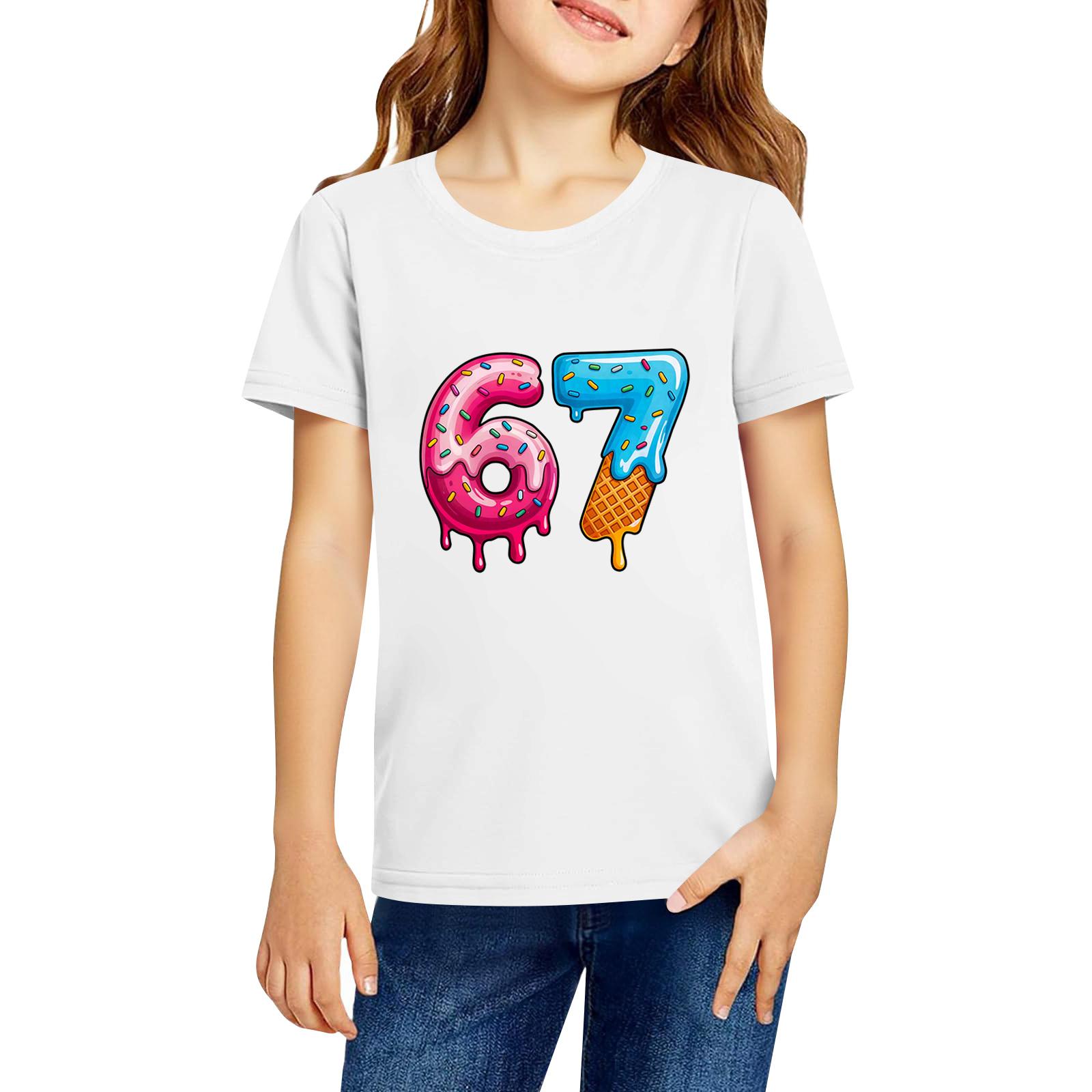 

Модная рабочая одежда с короткими рукавами и круглым вырезом, топы с принтом для детских летних топов 120