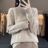 Women's Loose Thickened Mid-Neck Wool Knitwear - Autumn/Winter Long Sleeve Base Layer Sweater
