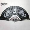 Handheld Tai Ji Fan Dual Dragon Print Loud Clack Chinese Style Portable Large Size Performance Prop Crafts Anti-rust Stainless Steel Rib Folding