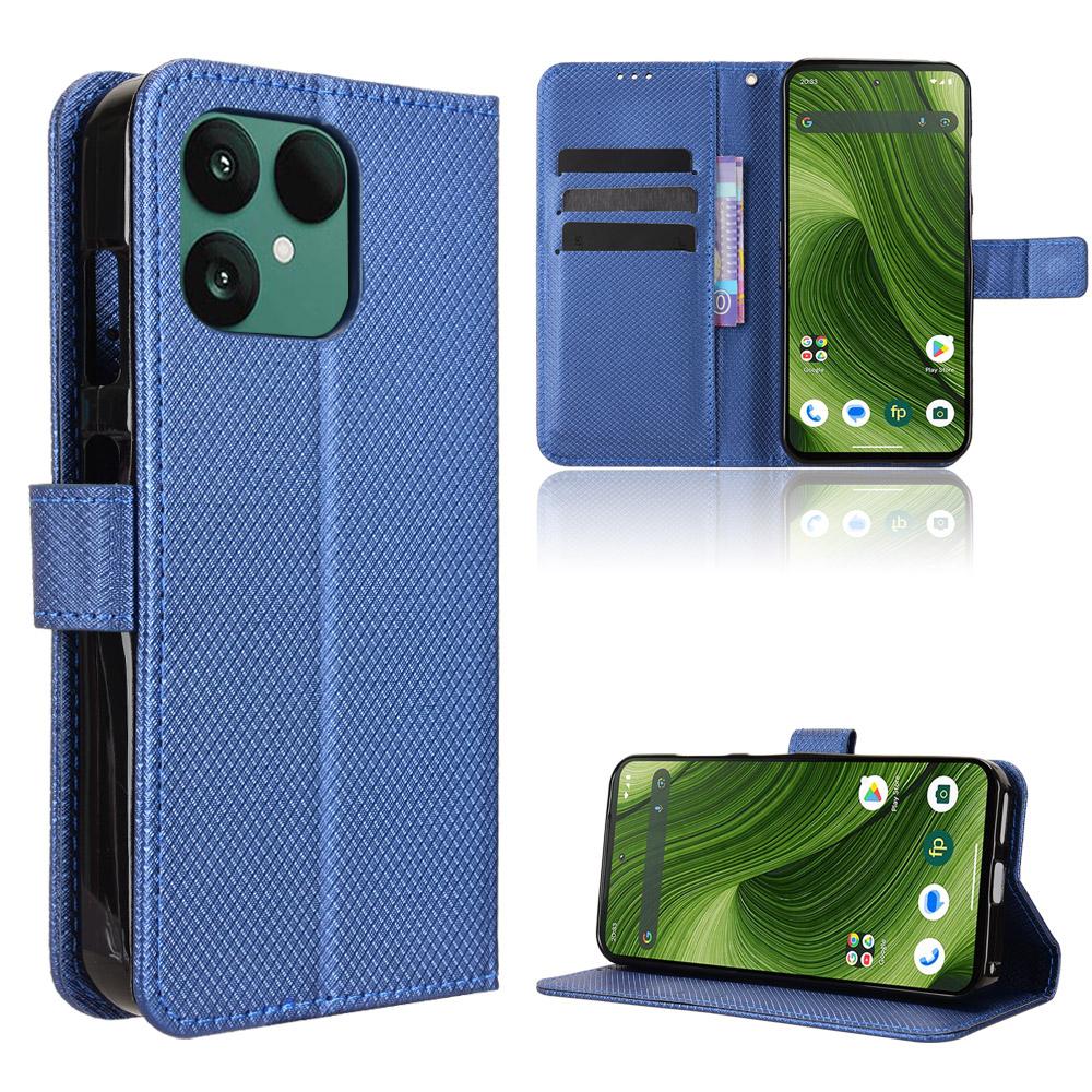 For Fairphone 6 Leather Wallet Case with Strap Diamond Texture Phone Cover