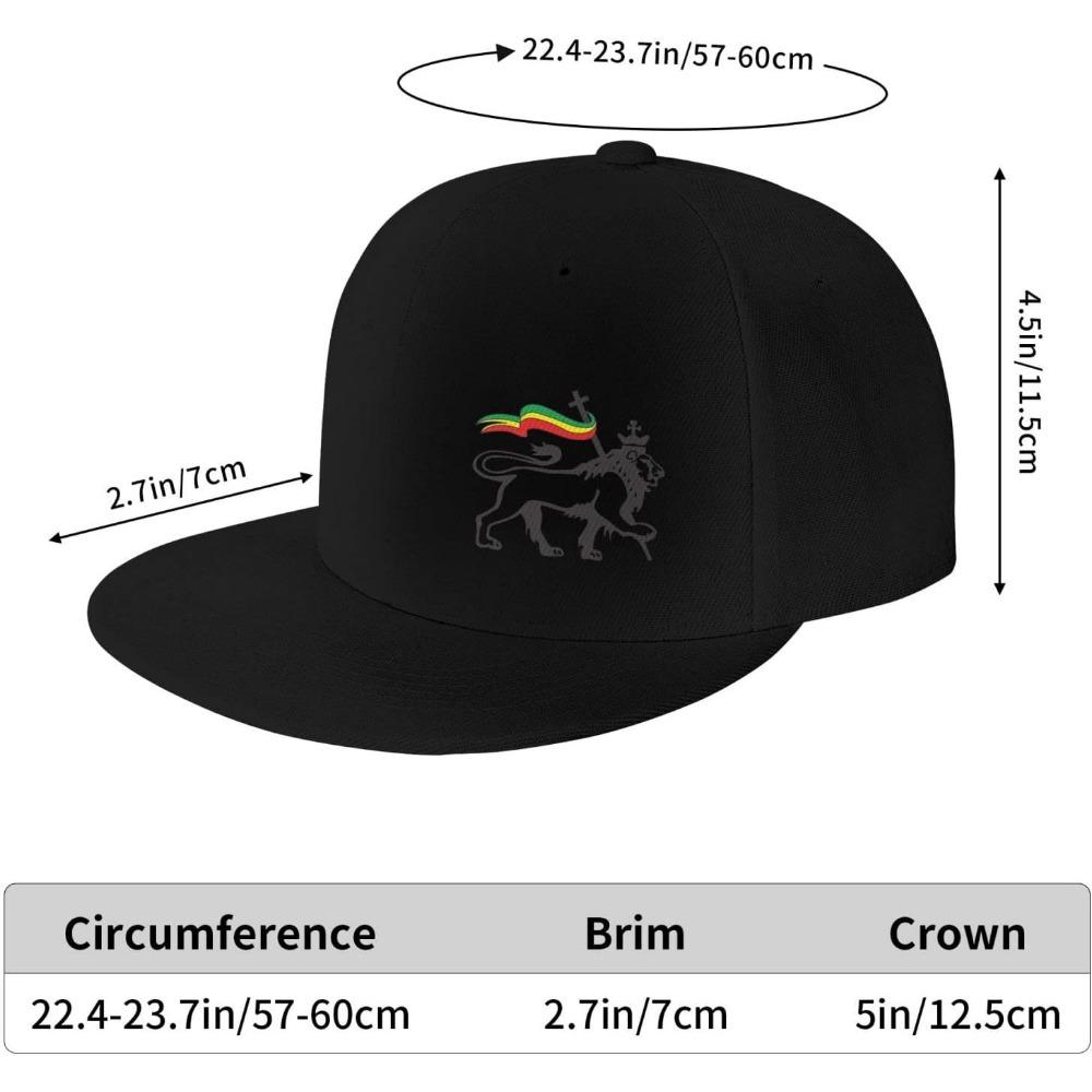 Rasta Lion Of Judah Flat Brim Baseball Cap Men'S And Women'S Adjustable Hat Black