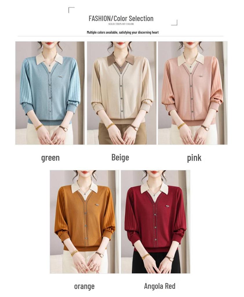 Stylish Casual Knitwear for Middle-Aged Women - Loose Two-Piece Design