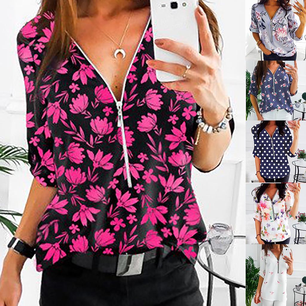 

Женщины дамы плюс размер печати кружева пуловер с длинным рукавом рубашка топы