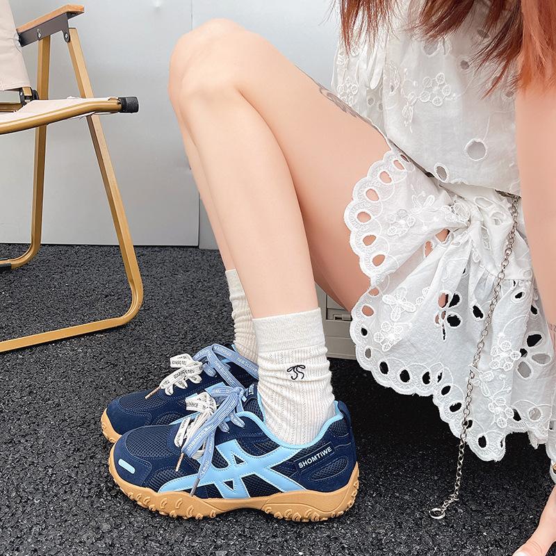 Leather mesh breathable Forrest Gump shoes women's 2025 summer and autumn new niche design sports and leisure shoes white shoes women