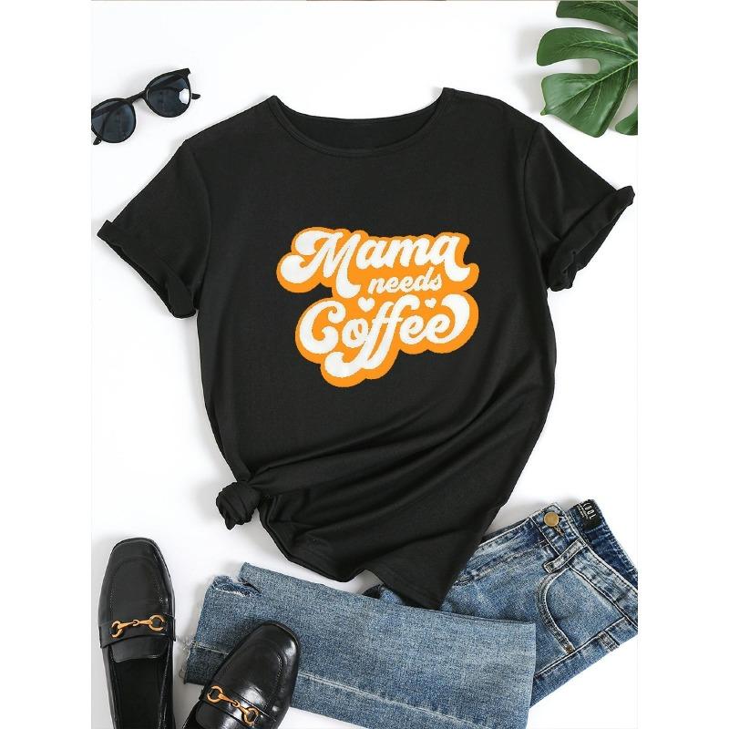 Casual Short-Sleeve T-Shirts for Women, Model , Featuring a Round Neck, Suitable for Spring, Summer