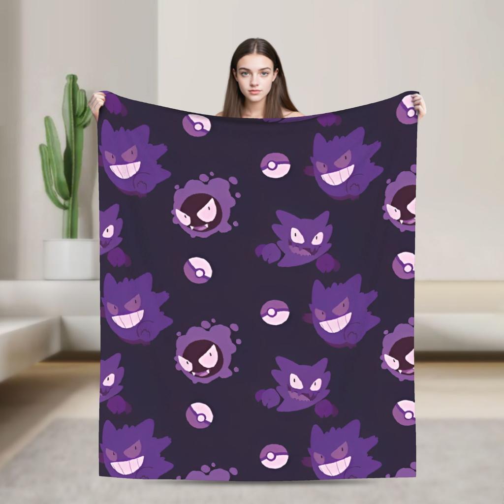 Gengar Cartoon  Blanket  Super Warm Street Trend Plush Throw Blanket For Home Decor Decorative Flannel Bedspread Bed Cover