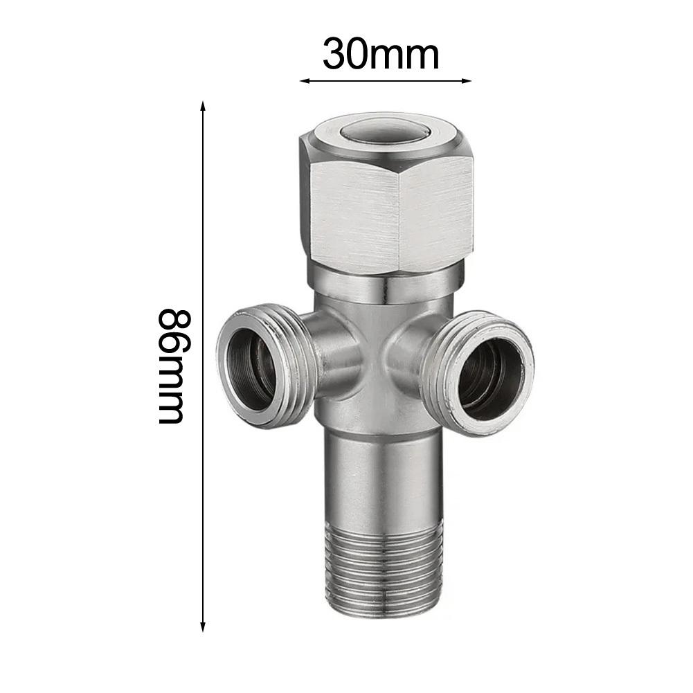 1set Angle Valve With Decorative Cover Stainless Steel 2-Way Double Angle Valve 1/2 Inch 2 Outlets Water Connection Accessories