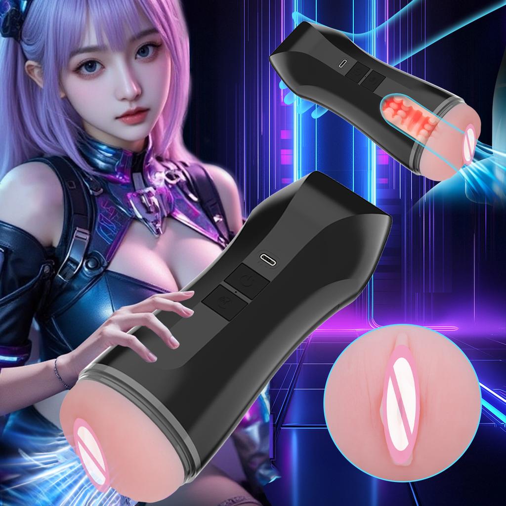 Automatic Male Masturbator Cup Realistic Female Vagina Pocket Pussy Strong Vibrating Bullet Penis Oral Adults Sex Toys For Men