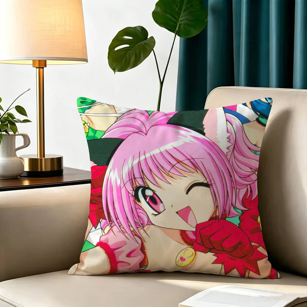 Hot Anime T-Tokyo Mew Mew  Square Double-Sided printed Pillow Case Bedroom Bedside Pillow Sofa Cushion Cover