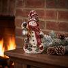 Christmas Snowman Figurines Figurine, Resin Tabletop Decoration with Hat Scarf Pine Handcrafted Snowmen Branches, Holiday Winter Decor for Home Mantel