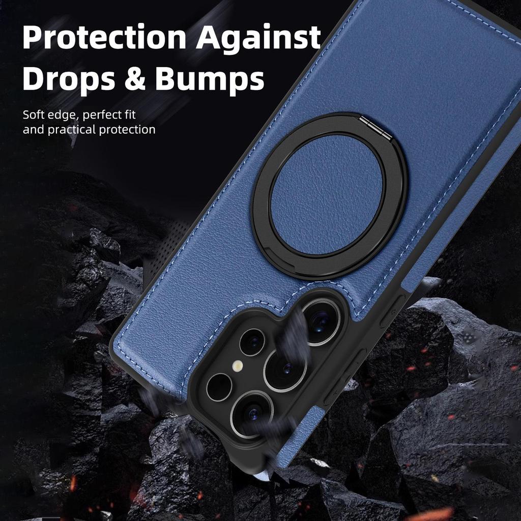 Samsung S25 Ultra Drehständer Leder Magnetische Hülle