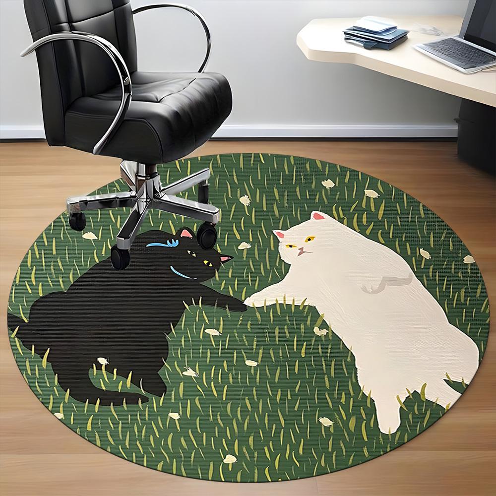 1pc Cats Friendship Office Round Area Rug, Under Office Chairs Bedroom Living Room Home Decor, Room Deco, Available In Various Sizes 234