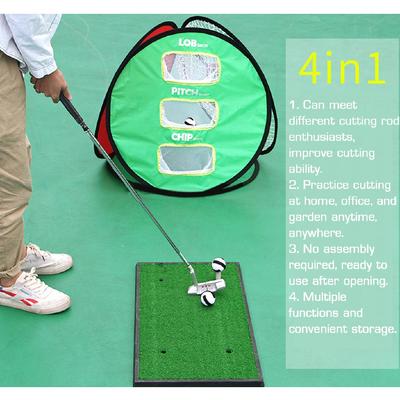 4 In 1 Portable Golf Chipping Pitching Cages Mats Indoor Outdoor Practice Net Golf Training Aids Net for Golf Beginners