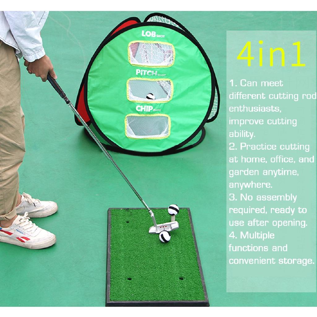 

4 in 1 Portable Golf Chipping Pitching Cages Mats Indoor Outdoor Practice Net Golf Training Aids Net for Golf Beginners