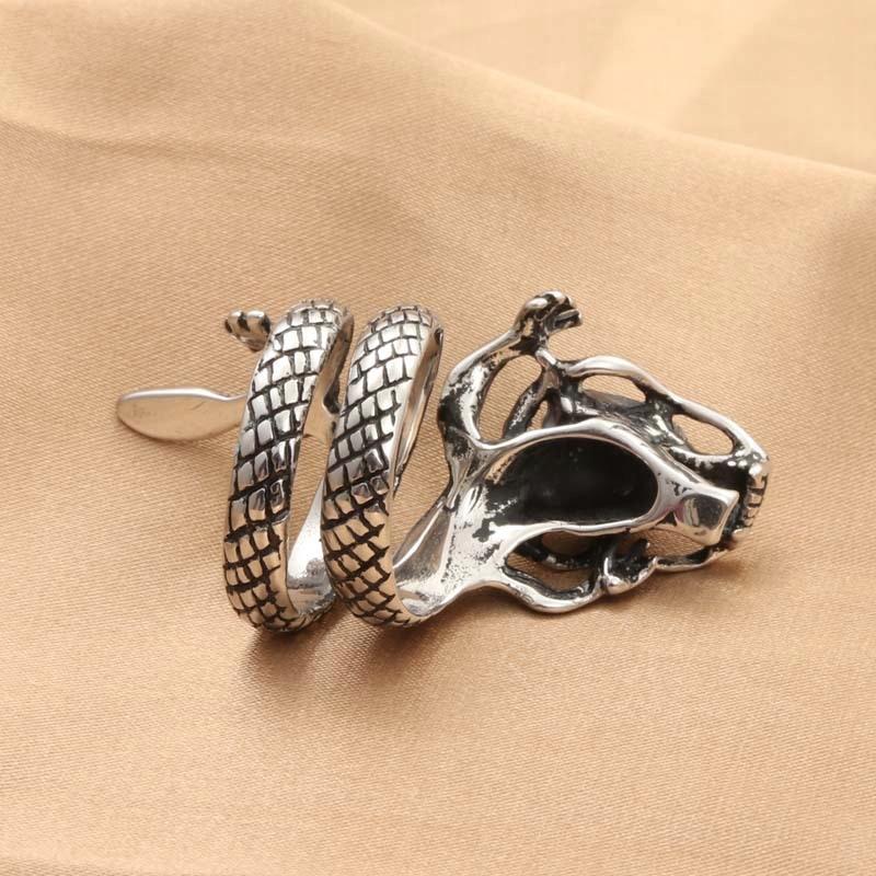 Ring Wedding Ring Dragon Signet Adjustable Vintage Men's Silver Metal