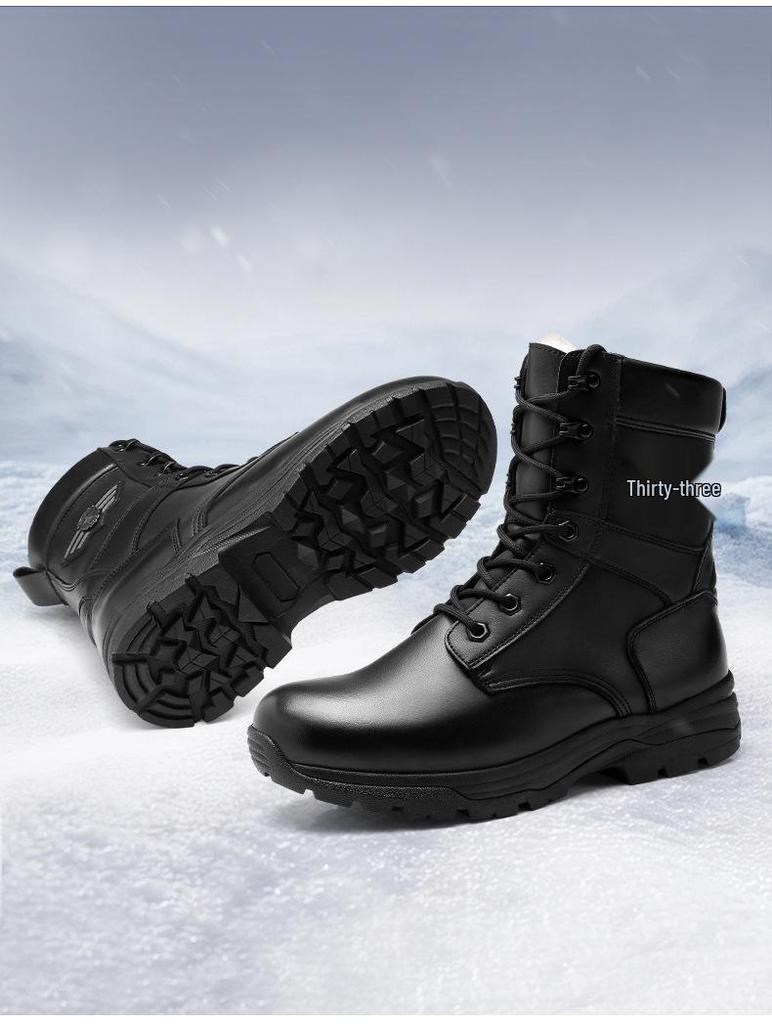 3515 Botas de Vuelo de Lana de Caña Alta para Hombre Strongman - Cremallera Lateral, Resistentes al Desgaste, Cálidas Botas de Invierno para Montar y Entrenamiento al Aire Libre.