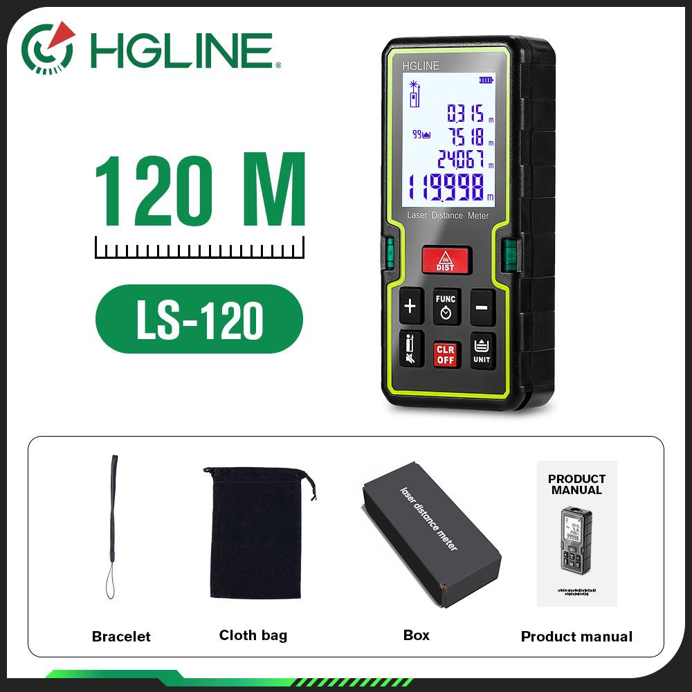 Télémètre laser à lumière rouge HGLINE 40 m 60 m 80 m 100 m 120 m Télémètre numérique Outil de mesure à domicile avec bulle horizontale